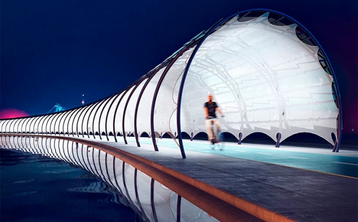 CICLOVIA HI TECH Produz e distribui energia além de  proteger o ciclista 